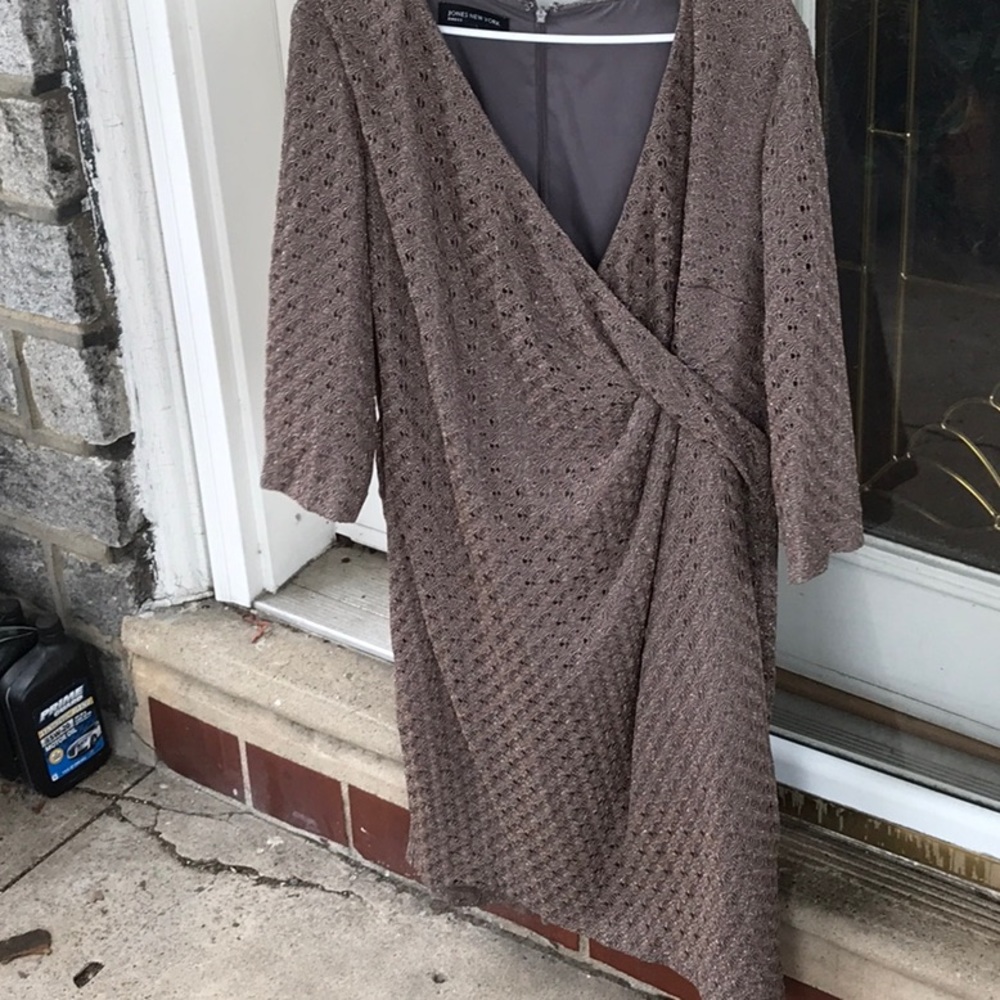 Taupe eyelet dress